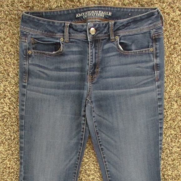 American Eagle Jeans Women's 12 Dark Wash Kick Boot Stretch Denim - Picture 3 of 8